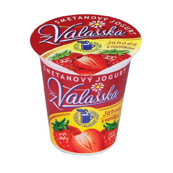 Smetanový jogurt z Valašska jahoda s vanilkovou příchutí